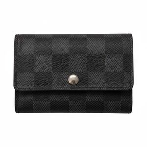 🏁 Louis Vuitton LV Damier Graphite Key Ring Card Holder Wallet LIKE NEW